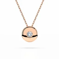 Diamantanhänger in 0,04 Karat, Rotgold 585 / 14 Karat, mit einer 585ger Goldkette