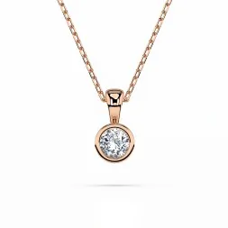 0,1 Karat Diamant Anhänger Zarge Rotgold 585 (14K) mit Goldkette für Damen
