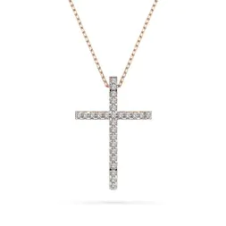 0,14 Karat Diamant Anhänger Kreuz Rotgold 585 (14K) mit Goldkette für Damen