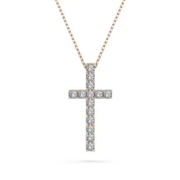 0,2 Karat Diamant Anhänger Kreuz Rotgold 585 (14K) mit Goldkette für Damen