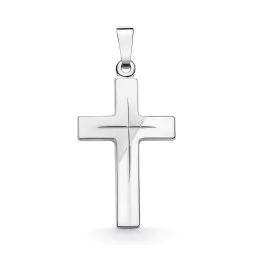 Anhänger Kreuz gesandelt/glanz/diam. , Weißgold 585 / 14K, Höhe 21 mm, Gewicht ca. 0,85 g