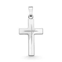 Anhänger Kreuz gesandelt/glanz/diam. Weißgold 21 mm
