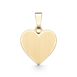 Anhänger Gravurplatte herzform bandmatt 10 mm, Gelbgold 585 / 14K, Höhe 10 mm, Gewicht ca. 1,06 g