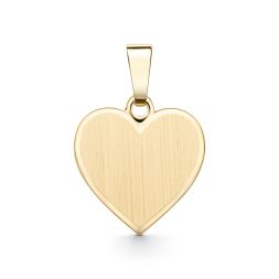 Anhänger Gravurplatte herzform bandmatt , Gelbgold 585 / 14K, Höhe 15 mm, Gewicht ca. 2,1 g