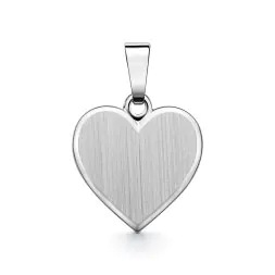 Anhänger Gravurplatte herzform bandmatt Weißgold 10 mm