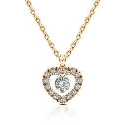 Diamantanhänger in 0,09 Karat, Rotgold 750 / 18 Karat, mit einer 750ger Goldkette in 42 cm lang, 0,9 mm breit, Gewicht ca. 1,92 g.