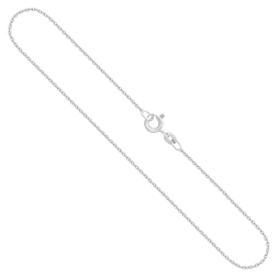 Goldkette als Ankerkette rund in Weißgold 585 / 14K, 55 cm lang, 1,3 mm breit, Gewicht ca. 3.4 g.