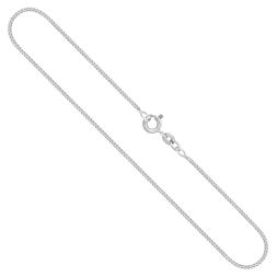 Goldkette als Panzerkette flach Weißgold 585 / 14K, 50 cm lang, 1,4 mm breit, Gewicht ca. 3.5 g.