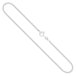 Goldkette als Panzerkette flach Weißgold 585 / 14K, 45 cm lang, 2,1 mm breit, Gewicht ca. 6.8 g.