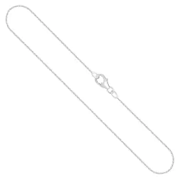 Goldkette als Ankerkette rund in Weißgold 375 / 9K, 34 cm lang, 1,1 mm breit, Gewicht ca. 1.5 g.