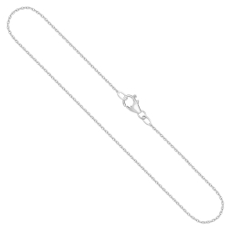 Goldkette als Ankerkette rund in Weißgold 750 / 18K, 80 cm lang, 1,3 mm breit, Gewicht ca. 5.7 g.