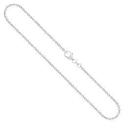 Goldkette als Ankerkette rund Weißgold 750 / 18K, 45 cm lang, 2 mm breit, Gewicht ca. 6.5 g.