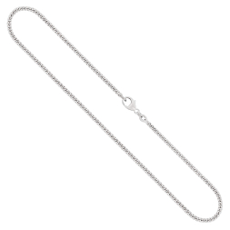 Goldkette als Panzerkette flach in Weißgold 750 / 18K, 60 cm lang, 2,4 mm breit, Gewicht ca. 14.9 g.