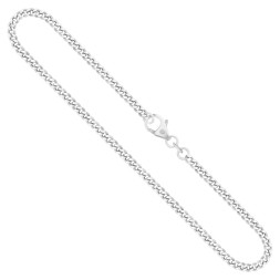 Goldkette als Panzerkette flach in Weißgold 585 / 14K, 90 cm lang, 2,7 mm breit, Gewicht ca. 24.2 g.