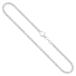 Goldkette als Panzerkette flach in Weißgold 585 / 14K, 36 cm lang, 2,7 mm breit, Gewicht ca. 9.7 g.