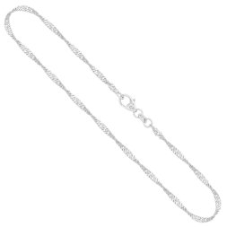 Goldkette als Singapurkette in Weißgold 585 / 14K, 45 cm lang, 2,2 mm breit, Gewicht ca. 4.1 g.