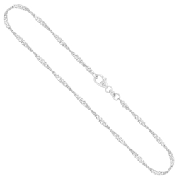 Goldkette als Singapurkette in Weißgold 585 / 14K, 34 cm lang, 2,2 mm breit, Gewicht ca. 3.1 g.