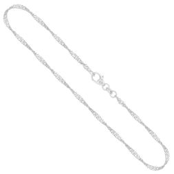 Goldkette als Singapurkette in Weißgold 585 / 14K, 38 cm lang, 2,2 mm breit, Gewicht ca. 3.4 g.