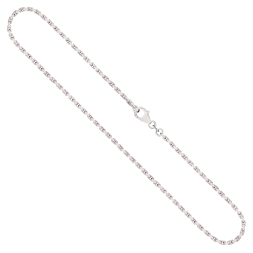 Goldkette als Ankerkette diamantiert in Weißgold 333 / 8K, 50 cm lang, 2 mm breit, Gewicht ca. 10 g.