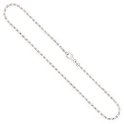 Goldkette als Ankerkette diamantiert in Weißgold 750 / 18K, 80 cm lang, 2 mm breit, Gewicht ca. 21.7 g.