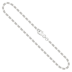Goldkette als Ankerkette diamantiert in Weißgold 585 / 14K, 80 cm lang, 2,5 mm breit, Gewicht ca. 29.3 g.
