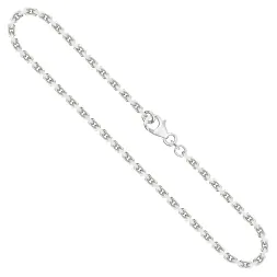 Goldkette als Ankerkette diamantiert in Weißgold 585 / 14K, 80 cm lang, 2,5 mm breit, Gewicht ca. 29.3 g.