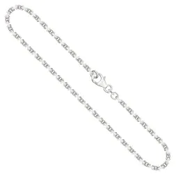 Goldkette als Ankerkette diamantiert in Weißgold 585 / 14K, 40 cm lang, 2,5 mm breit, Gewicht ca. 14.7 g.