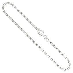 Goldkette als Ankerkette diamantiert in Weißgold 585 / 14K, 42 cm lang, 2,5 mm breit, Gewicht ca. 15.4 g.
