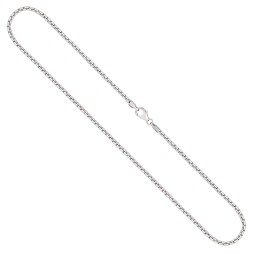 Goldkette als Venezianerkette rund geschlagen in Weißgold 375 / 9K, 85 cm lang, 2 mm breit, Gewicht ca. 18.1 g.