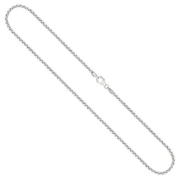 Goldkette als Venezianerkette rund geschlagen in Weißgold 585 / 14K, 65 cm lang, 2 mm breit, Gewicht ca. 15.0 g.