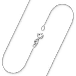 Goldkette als Ankerkette rund in Weißgold 585 / 14K, 36 cm lang, 0,8 mm Breit, Gewicht ca. 0.7 g.