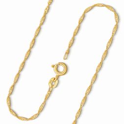 Goldkette als Singapurkette in Gelbgold 375 / 9 Karat, 70 cm lang, 1.2 mm breit, Gewicht ca. 2 g.