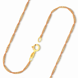 Goldkette als Singapurkette in Gelbgold 750 / 18 Karat, 70 cm lang, 1.4 mm breit, Gewicht ca. 3.1 g.