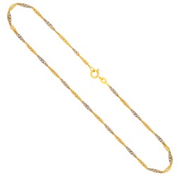 Goldkette als Singapurkette in Bicolor Gelbgold / Weißgold 585 / 14K, 80 cm lang, 1,8 mm breit, Gewicht ca. 4.6 g.