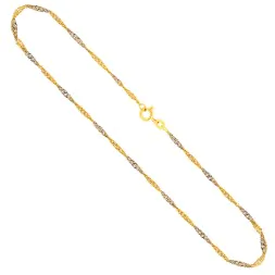 Goldkette als Singapurkette in Bicolor Gelbgold / Weißgold 585 / 14K, 40 cm lang, 1,8 mm breit, Gewicht ca. 2.3 g.