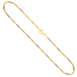 Goldkette als Singapurkette Bicolor in Gelbgold / Weißgold 333 / 8K, 40 cm lang, 1,8 mm breit, Gewicht ca. 2 g.