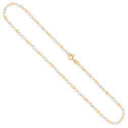 Goldkette als Panzerstegkette in Bicolor Gelbgold / Weißgold 333 / 8K, 42 cm lang, 2,1 mm breit, Gewicht ca. 1.7 g.