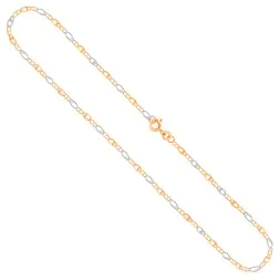 Goldkette als Panzerstegkette in Bicolor Gelbgold / Weißgold 333 / 8K, 42 cm lang, 2,1 mm breit, Gewicht ca. 1.7 g.