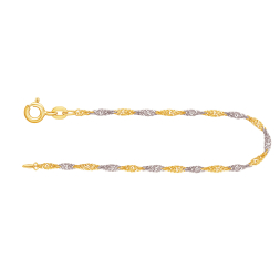 Armband als Singapurkette in Bicolor Gelbgold / Weißgold 333 / 8K, 19 cm lang, 1,8 mm breit, Gewicht ca. 1 g.