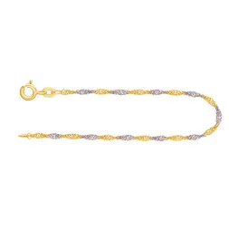 Armband als Singapurkette in Bicolor Gelbgold / Weißgold 333 / 8K, 19 cm lang, 1,8 mm breit, Gewicht ca. 1 g.