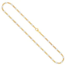 Goldkette als Panzerstegkette in Bicolor Gelbgold / Weißgold 333 / 8K, 42 cm lang, 3,1 mm breit, Gewicht ca. 3.9 g.