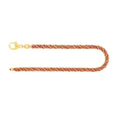 Armband als Kordelkette hohl Bicolor in Gelbgold / Weißgold 585 / 14K, 18,5 cm lang, 3,3 mm breit, Gewicht ca. 5.3 g.