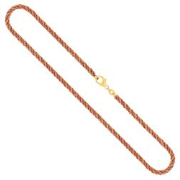 Goldkette als Kordelkette hohl Bicolor in Gelbgold / Weißgold 333 / 8K, 45 cm lang, 3,3 mm breit, Gewicht ca. 10,2 g.