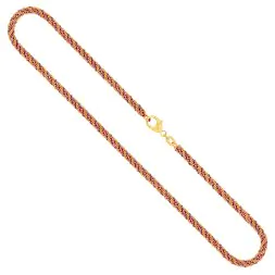 Goldkette als Kordelkette hohl in Bicolor Gelbgold / Weißgold 585 / 14K, 45 cm lang, 3,3 mm breit, Gewicht ca. 12 g.