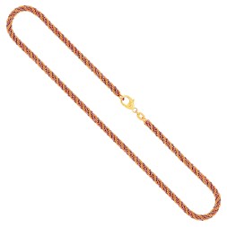 Goldkette als Kordelkette hohl in Bicolor Gelbgold / Weißgold 585 / 14K, 36 cm lang, 3,3 mm breit, Gewicht ca. 9.6 g.