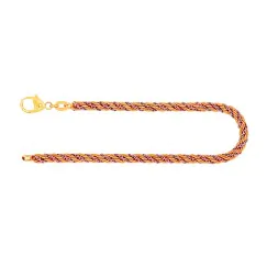 Armband als Kordelkette hohl in Bicolor Gelbgold / Weißgold 585 / 14K, 20 cm lang, 3.3 mm breit, Gewicht ca. 5.7 g.