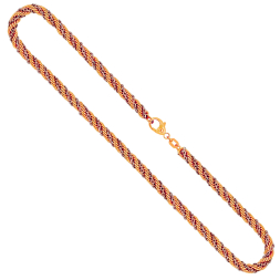 Goldkette als Kordelkette hohl in Bicolor Gelbgold / Weißgold 585 / 14K, 50 cm lang, 4,4 mm breit, Gewicht ca. 20.3 g.