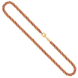 Goldkette als Kordelkette hohl in Bicolor Gelbgold / Weißgold 585 / 14K, 50 cm lang, 4,4 mm breit, Gewicht ca. 20.3 g.