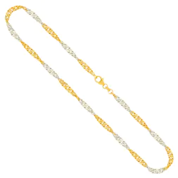 Goldkette als Singapurkette in Weißgold 333 / 8 Karat, 40 cm lang, 2.4 mm breit, Gewicht ca. 3,3 g.