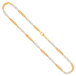 Singapurkette Bicolor in Gelbgold / Weißgold 333 / 8K, 42 cm, 2,4 mm, Gewicht ca. 3,5 g